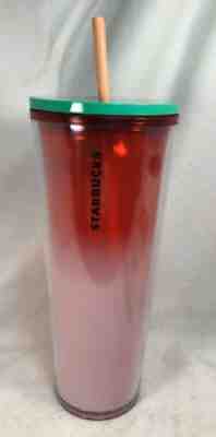 Starbucks Acrylic Strawberry Ombre Pink Cold Cup Venti Tumbler, Green Lid 24 oz - Sold on eBay Jun 29, 2021 for $19.95
