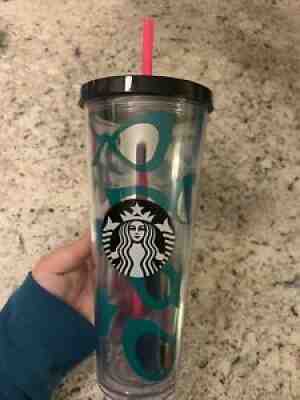 Starbucks 2014 Crazy Straws Sunglasses & Lips 24 oz Cold Cup