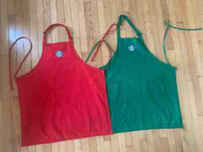 starbucks 2 aprons apron green christmas - Sold on eBay Sep 21, 2021 for $42.00
