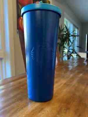 Starbucks 2016 Navy Blue Matte Aqua Lid stainless steel Venti 24 Oz Straw Rare - Sold on eBay Sep 21, 2021 for $29.00