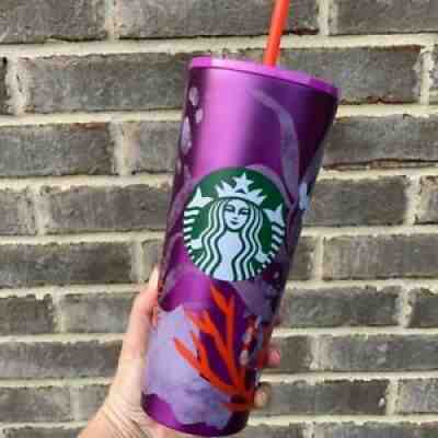 Starbucks 2021 Summer 24 Oz.Venti Purple/Pink Coral Reef Stainless Steel Tumbler - Sold on eBay Jul 01, 2021 for $30.00