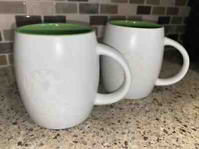 Starbucks 2011 Coffee Mugs New Bone China 16 oz With Green Inside Set Of 2. - Sold on eBay Sep 02, 2021 for $40.00