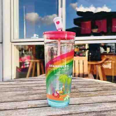 Starbucks 2021 Pink Toucan Colorful Rainbow Jungle Glass Flash Double Straw Cup! - Sold on eBay Sep 12, 2021 for $41.00