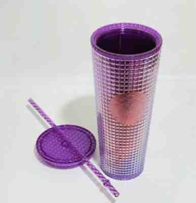 Starbucks Purple Gradient Studded Diamond Grid Cold Cup Tumbler Burgundy 2021 - Sold on eBay Aug 05, 2021 for $34.99