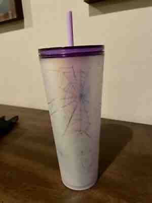 2021 STARBUCKS HALLOWEEN PURPLE WHITE FROSTED SPIDERWEB SPIDER WEB 24 OZ TUMBLER - Sold on eBay Sep 22, 2021 for $109.00