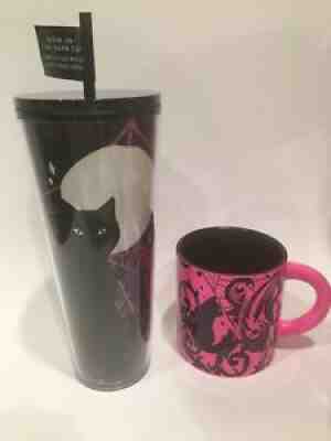 Starbucks Halloween 2021 Glow In The Dark 24oz Cat Cup Pink Cat Mug Spider Web - Sold on eBay Sep 17, 2021 for $89.95