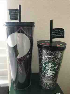 Starbucks Halloween 2021 Glow in the Dark Spider Webs and Cat Tumblers 2 Cups - Sold on eBay Sep 20, 2021 for $85.99