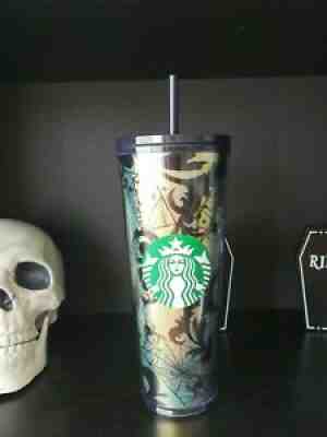 2021 STARBUCKS HALLOWEEN GREEN FOIL SPIDER WEB 24 OZ TUMBLER - Sold on eBay Sep 15, 2021 for $64.99