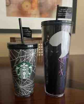 Starbucks Halloween 2021 Glow in the Dark Spider Webs and Cat Tumblers 2 Cups - Sold on eBay Sep 20, 2021 for $64.79