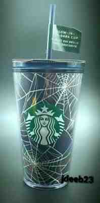 Starbucks Halloween 2021 16 Oz. Glow In The Dark Spider Web Cold Cup With Straw - Sold on eBay Sep 21, 2021 for $35.88
