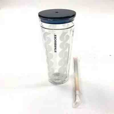 2017 Starbucks 20 oz Venti Glass Double Walled Tumbler Cable Knit Blue LidÂ  - Sold on eBay Sep 22, 2021 for $67.87