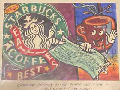 ORIGINAL STARBUCKS SEATLEâ??S BEST COFFEE WATERCOLOR CHECK $72,000,000 - Sold on eBay Sep 21, 2021 for $22.00