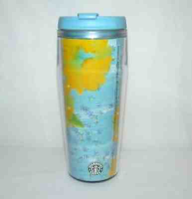 Starbucks 2004 16 oz. Acrylic Cold Travel Tumbler Yellow Blue Flower Watercolor - Sold on eBay Sep 06, 2021 for $19.92