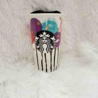 Starbucks 2016 Balloons and Hearts Ceramic Coffee Tea Mug with Lid 12 fl oz - Sold on eBay Sep 15, 2021 for $14.97