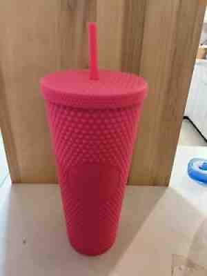 Starbucks 2021 24oz Barbie pink Matte Studded Tumbler Straw Cup - Sold on eBay Sep 21, 2021 for $51.00