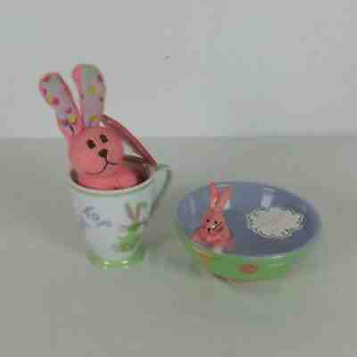 Starbucks Lot of 3 Spring 2007 Easter Bunny Bowl Mug Cup Plush Rabbit Hop Pastel - Sold on eBay Aug 24, 2021 for $40.00