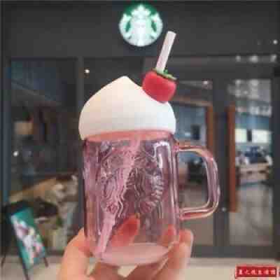 Starbucks Strawberry Straw Glass Coffee Mug Cup Bottle Limited Edition Christmas - Sold on eBay Jul 31, 2021 for $38.99