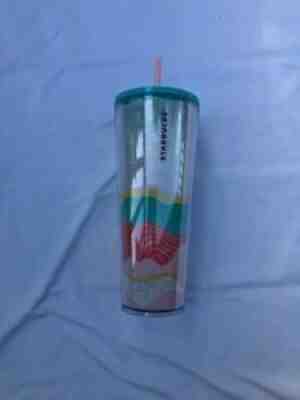 Starbucks Pastel Wave Iridescent Tumbler Spring Multicolor 24 oz -NEW - Sold on eBay Aug 29, 2021 for $18.50