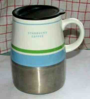 Starbucks Coffee Cup 2005 Travel Mug Coffee Cup Tea Ceramic with Metal Base - Sold on eBay Aug 30, 2021 for $16.95