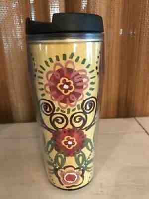 2005 STARBUCKS COFFEE 16 oz Yellow Floral Thermal Travel Tumbler & Flip Top Lid - Sold on eBay Aug 08, 2021 for $12.99