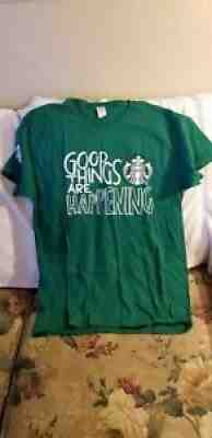 STARBUCKS SHIRT - MEDIUM - GOOD THINGS ARE HAPPENING - BARISTA - Sold on eBay Sep 17, 2021 for $15.00