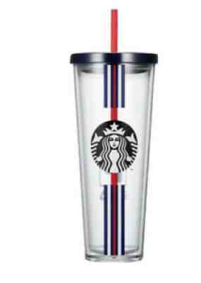 Starbucks FILA Cold Cup Tumbler Venti 24 oz Navy Blue Lid Red Straw -no card