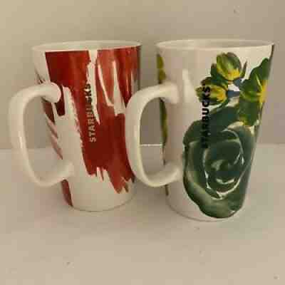 Starbucks 2014 Coffee Tea Cup Mug 16 Oz White Red Green Gold Dot Ceramic 16 oz. - Sold on eBay Sep 04, 2021 for $12.00
