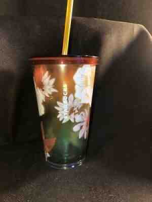 STARBUCKS 16 oz. FLORAL Acrylic Cold Cup Tumbler CACTUS FLOWERS Lid & Straw RARE - Sold on eBay Jul 02, 2021 for $25.00