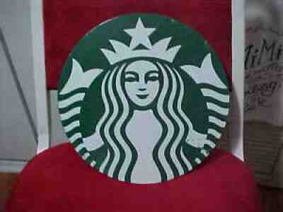 Used Starbucks Advertisement Sign With Mermaid Logo-- Metal 10" rd Green & White - Sold on eBay Aug 04, 2021 for $49.95