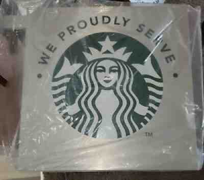 Starbucks Advertising Metal Sign Retail "We Proudly Serve" Siren Double Sided - Sold on eBay Aug 19, 2021 for $149.00