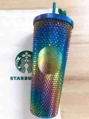 STARBUCKS TUMBLER STUDDED RARE 2021 LIMITED BLING CRYSTAL Oil Slick 24oz. - Sold on eBay Jul 17, 2021 for $128.00