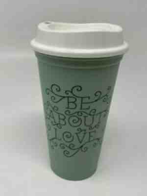 2012 Be About Love Starbucks Tumbler Coffee Reusable Plastic Travel Cup 16oz lid - Sold on eBay Aug 25, 2021 for $6.29