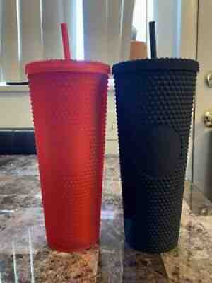 NEW Starbucks Valentine 2021 LE Matte Red & Black Studded Tumbler Cup 24oz Set - Sold on eBay Sep 25, 2021 for $71.00