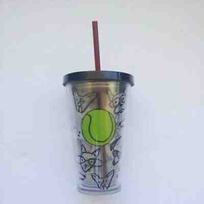 STARBUCKS 2014 Limited Edition Doodle Dogs Tennis Ball Acrylic Tumbler 16oz - Sold on eBay Aug 01, 2021 for $28.00