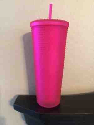 New Starbucks Neon Hot Pink Studded Tumbler Fall 2021 24oz Cold Cup In Hand - Sold on eBay Sep 20, 2021 for $37.00