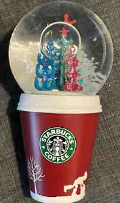Holiday 2006 Starbucks SB Christmas Tree Snow Globe Red Cup 6" tall - Sold on eBay Sep 24, 2021 for $5.00