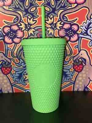 NEW Starbucks ~ Neon Lime Green Matte Studded Tumbler ~ Grande ~ Cold Cup ~ 2021