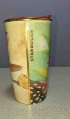 STARBUCKS 2014 Floral Flowers Ceramic 10oz Lidded Travel Cup Tumbler w/ Gold Rim - Sold on eBay Jul 26, 2021 for $23.63
