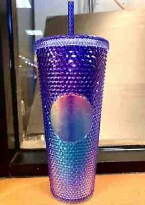 NEW Starbucks Summer 2021 Blue Purple Ombre Bling Studded Cold Cup Tumbler 24oz - Sold on eBay Jul 06, 2021 for $56.00