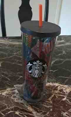 RARE Starbucks Metallic Tropical Leaves Tumbler Cold Cup 24oz Venti Tumbler 2017 - Sold on eBay Sep 18, 2021 for $61.00