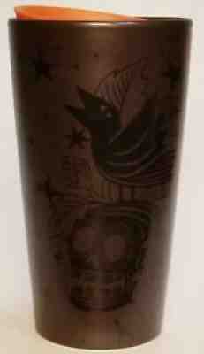 Starbucks Halloween 2020 Black Ceramic Tumbler (Tall 12oz) Skull Crow Orange Lid - Sold on eBay Sep 15, 2021 for $38.95