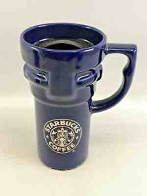 Vintage Starbuck Ceramic Cobalt Blue Travel Coffee Tea Tumbler Mug Cup - Sold on eBay Aug 29, 2021 for $29.99