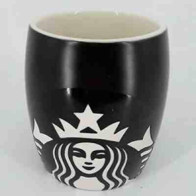 Starbucks Etched Mermaid Logo Siren Matte Black White Barrel 2011 Coffee Mug Cup - Sold on eBay Aug 10, 2021 for $29.97