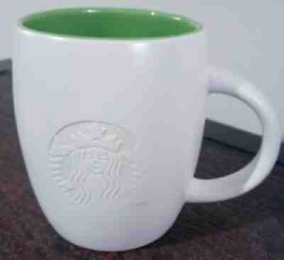 Starbucks 2011 Barrel Mug Etched Embossed Mermaid Logo Green Interior 14 Oz. - Sold on eBay Aug 01, 2021 for $19.99