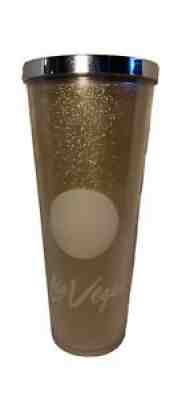 Starbucks Las Vegas Gold Glitter Glitz Cold Cup Tumbler with Lid 24 fl oz - Sold on eBay Aug 15, 2021 for $9.99