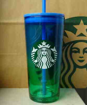 Starbucks Tumbler Cold Cup Glass Summer Ombre Blue-Green with Logo 18oz NEW - Sold on eBay Jul 15, 2021 for $59.95