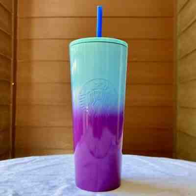 Starbucks 2021 Blue Purple Ombre Stainless Steel 24oz Cold Cup Ice Coffee Tumble - Sold on eBay Sep 27, 2021 for $19.00