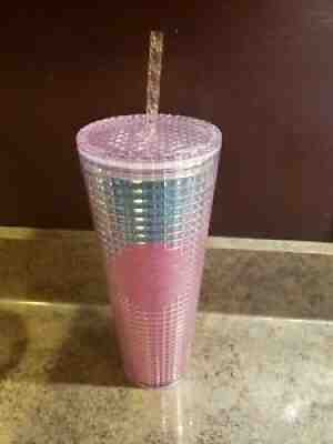 New Starbucks 2020 Iridescent Pink Grid Disco Holiday Cold Cup Tumbler 24oz. - Sold on eBay Aug 28, 2021 for $17.00