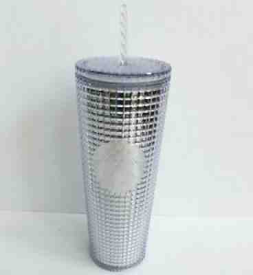 NEW Starbucks 2020 Clear Silver Grid Disco Cold Cup Tumbler Venti 24 oz XMAS - Sold on eBay Sep 26, 2021 for $29.00