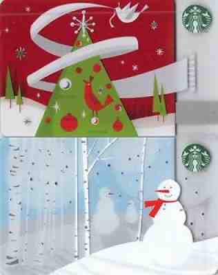2011 Hong Kong Starbucks Holiday Card Set , Forest Snowmen and Christmas Tree - Sold on eBay Jul 28, 2021 for $9.99